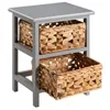 A gray wooden nightstand with two woven baskets. Produktbild-Vorschau