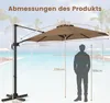 Ombrellone COSTWAY 300x300cm, ombrellone a sbalzo con Anteprima dell’immagine prodotto 3