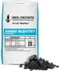 A bag of coal briquettes with some loose briquettes in front of it. Produktbild-Vorschau