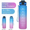 Wasserflasche mit Maß und Strohhalm 1l ombre lila mit Produktbild-Vorschau 5