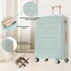 A light blue suitcase with beige accents is shown, with close-up insets highlighting its features. Náhľad obrázku produktu