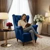 Dunkelblau Ohrensessel aus Velours Falco 86 cm Sessel mit Produktbild-Vorschau 7
