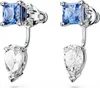 A pair of Swarovski earrings with blue square-cut stones and clear pear-cut stones. Produktbild-Vorschau