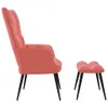 A pink velvet armchair and matching ottoman are shown against a white background. Náhľad obrázku produktu