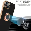 A phone case with a ring holder is shown magnetically attached to a car vent mount. Produktbild-Vorschau