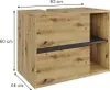 A product shot of a wooden cabinet with dimensions indicated. Anteprima dell’immagine prodotto
