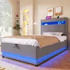 Łóżko tapicerowane 90x200 cm z hydraulicznym pojemnikiem, Podgląd zdjęcia produktu 5