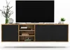 A modern TV cabinet with a television on top, displayed against a white background. Produktbild-Vorschau