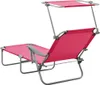 vidaXL Sonnenliege mit Sonnendach Stahl Rosa Produktbild-Vorschau 2