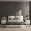 A modern bedroom with a bed, nightstands, and pendant lights. Produktbild-Vorschau