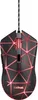 A gaming mouse with red LED lighting and a geometric pattern. Produktbild-Vorschau