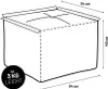 A line drawing of a storage cube with dimensions indicated. Náhled obrázku produktu