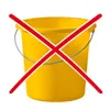 A yellow bucket with a red cross over it, indicating it is not to be used. Produktbild-Vorschau