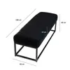 A black velvet bench with a metal frame, shown with dimensions indicated. Podgląd zdjęcia produktu
