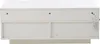The back view of a white, modern-style cabinet or table with two open shelves and a drawer-like top section. A white cable is visible on the right side. Podgląd zdjęcia produktu