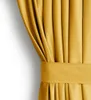 A close-up view of a mustard yellow curtain with pleats and a tie-back. Produktbild-Vorschau