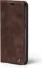 A brown flip cover for a smartphone is shown from the side. Produktbild-Vorschau