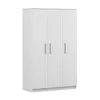 A white three-door wardrobe with silver handles against a white background. Produktbild-Vorschau