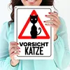 Vorsicht Katze Metallschild XL in 21x28 cm mit Katzen Produktbild-Vorschau 3