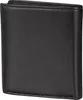 A black leather wallet is shown closed and lying flat. Produktbild-Vorschau