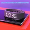 A fitness tracker smartwatch is displayed on top of a smartphone, with a gradient background. Produktbild-Vorschau