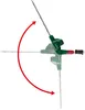 A hedge trimmer shown in multiple positions to demonstrate its articulation, with a red arrow indicating movement. Produktbild-Vorschau
