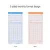 Two time cards, one blue and one orange, are shown side-by-side against a white background. Text above the cards reads "2-sided monthly format design". Náhled obrázku produktu