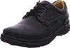 A black leather shoe is shown from a three-quarter angle against a white background. Anteprima dell’immagine prodotto