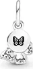 A close-up studio shot of a silver butterfly charm with clear stones. Produktbild-Vorschau