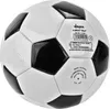 A close-up, studio shot of a black and white soccer ball. Produktbild-Vorschau