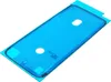A close-up, angled view of a blue adhesive sticker for an iPhone SE 2022 display assembly, showing cutouts for the screen and earpiece. Produktbild-Vorschau