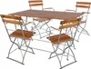 A wooden table and four chairs set on a white background. Produktbild-Vorschau