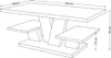 A line drawing of a modern coffee table with integrated benches, showing dimensions. Produktbild-Vorschau