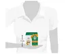 A person's torso wearing a white shirt is shown, holding a box of Starbucks Caramel Macchiato coffee capsules. A measurement of 11cm is indicated next to the box. Produktbild-Vorschau