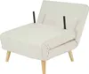 A cream-beige upholstered chair with wooden legs, shown from a slightly elevated front-side angle. Náhled obrázku produktu