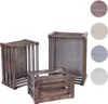 Three wooden crates of varying sizes are displayed against a white background, with color swatches on the right. Náhled obrázku produktu