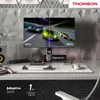 A gaming setup featuring a monitor displaying a racing game, a keyboard, mouse, and gaming accessories on a desk. Voir les images du produit