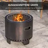 A fire pit with flames burning inside, placed on a patio. Produktbild-Vorschau