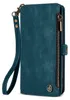 A teal wallet case with a wrist strap and a zipper pocket is shown against a white background. Produktbild-Vorschau