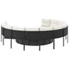 Gartensofa mit Tisch und Kissen Rund Schwarz Poly-Rattan Produktbild-Vorschau 5