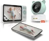 A baby monitor system with a parent unit, a camera, and a smartphone displaying the camera feed. Náhľad obrázku produktu