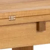 A close-up view of a wooden table's joint and hinge mechanism. Podgląd zdjęcia produktu