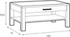 A technical drawing of a coffee table with dimensions indicated. Voir les images du produit
