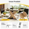 A dining table with chairs in a well-lit room, with close-up insets highlighting features. Anteprima dell’immagine prodotto