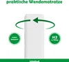 A white mattress is shown with arrows indicating it can be flipped, and text labels highlighting its features. Produktbild-Vorschau