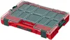 A red and clear plastic organizer case with multiple compartments. Náhled obrázku produktu
