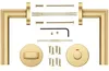 A disassembled set of door handles and related hardware, laid out on a white background. Produktbild-Vorschau