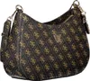 A close-up studio shot of a brown GUESS shoulder bag with a repeating logo pattern. Náhľad obrázku produktu