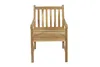 A wooden garden chair with armrests, shown from the front on a white background. Produktbild-Vorschau