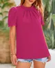 ASKSA Damen Chiffon Blusen Stehkragen Elegant Falten Produktbild-Vorschau 4